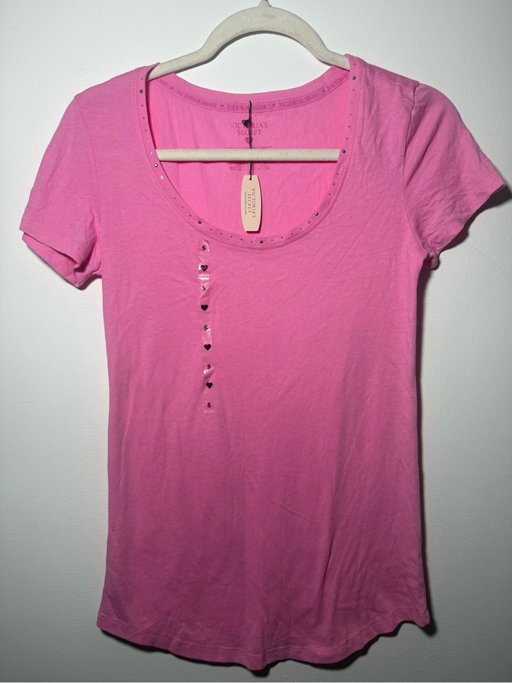 Victoria's Secret Pink Short Sleeve Scoop Tee with Stud Accents